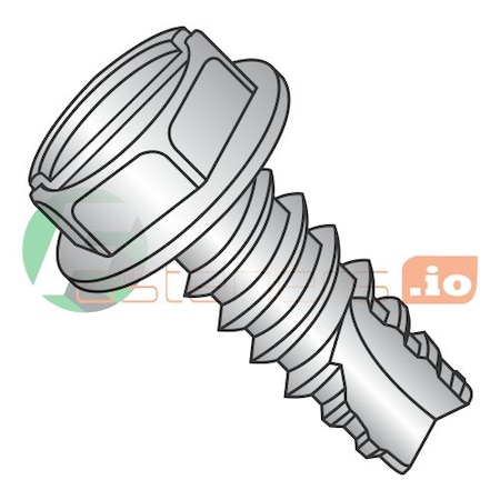 Newport Fasteners Thread Cutting Screw, #10 x 1/2 in, Stainless Steel Hex Head Slotted Drive, 1500 PK 661807